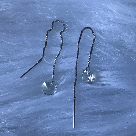 🆕Sterling Silver Rhinestone Pull Through Earring - Picture 4 of 8